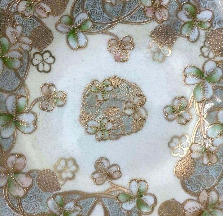 美品★オールドノリタケ クローバー柄金盛りビクトリアン ボウル