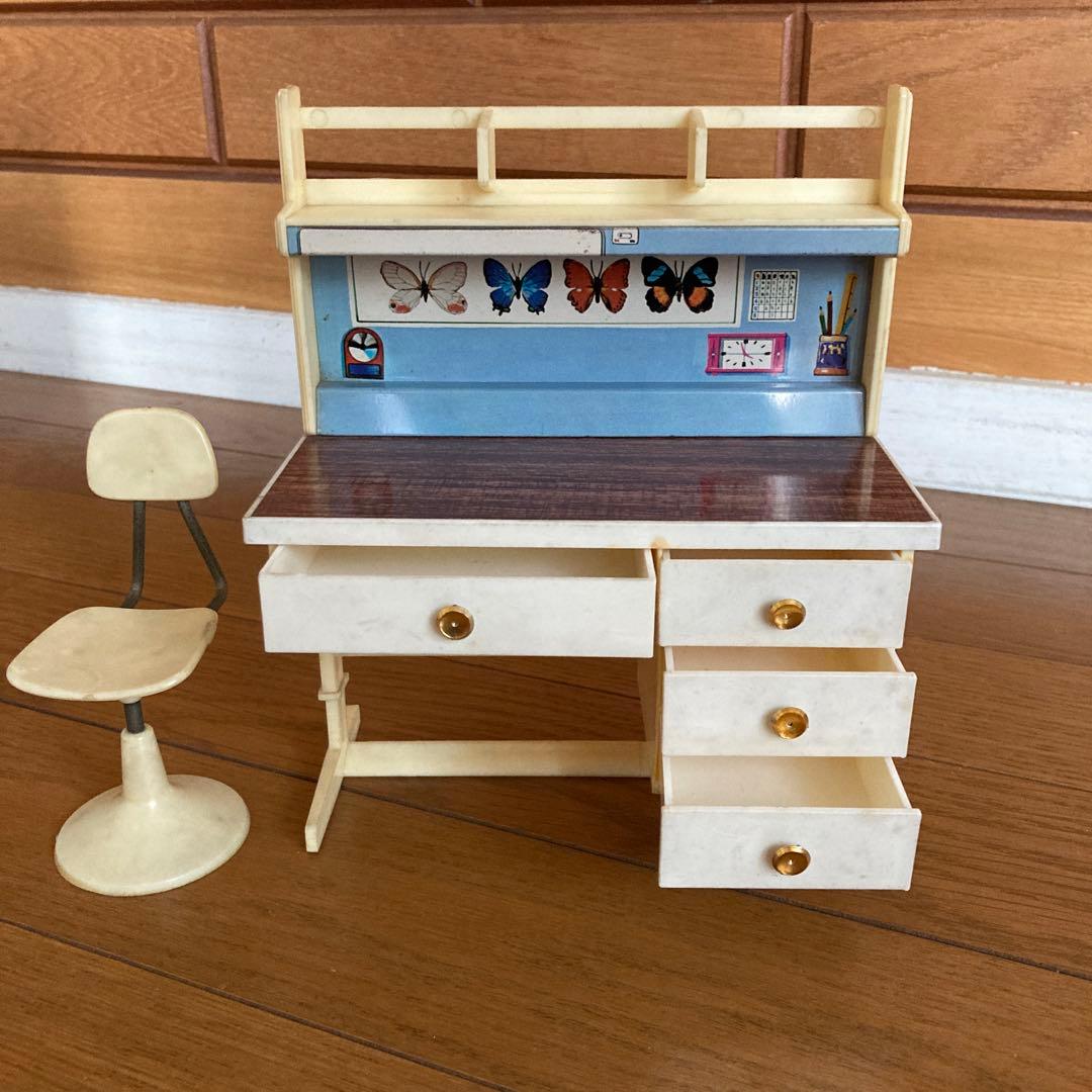 タカラ 初代リカちゃん 白い白い家具セット 勉強机 ランドセル 学習