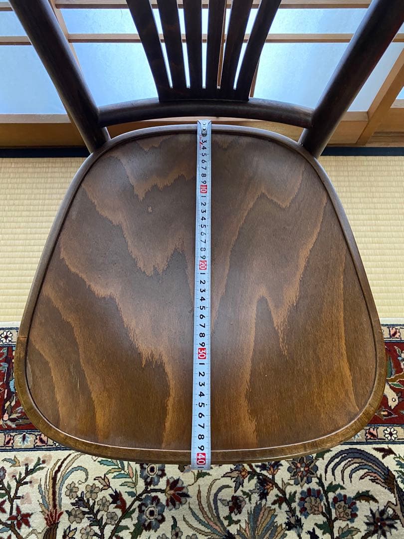 ブラウン 木製 スラットバックチェア(A) フランスベッド製