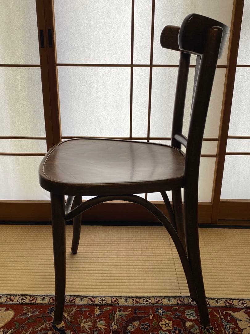 ブラウン 木製 スラットバックチェア(A) フランスベッド製