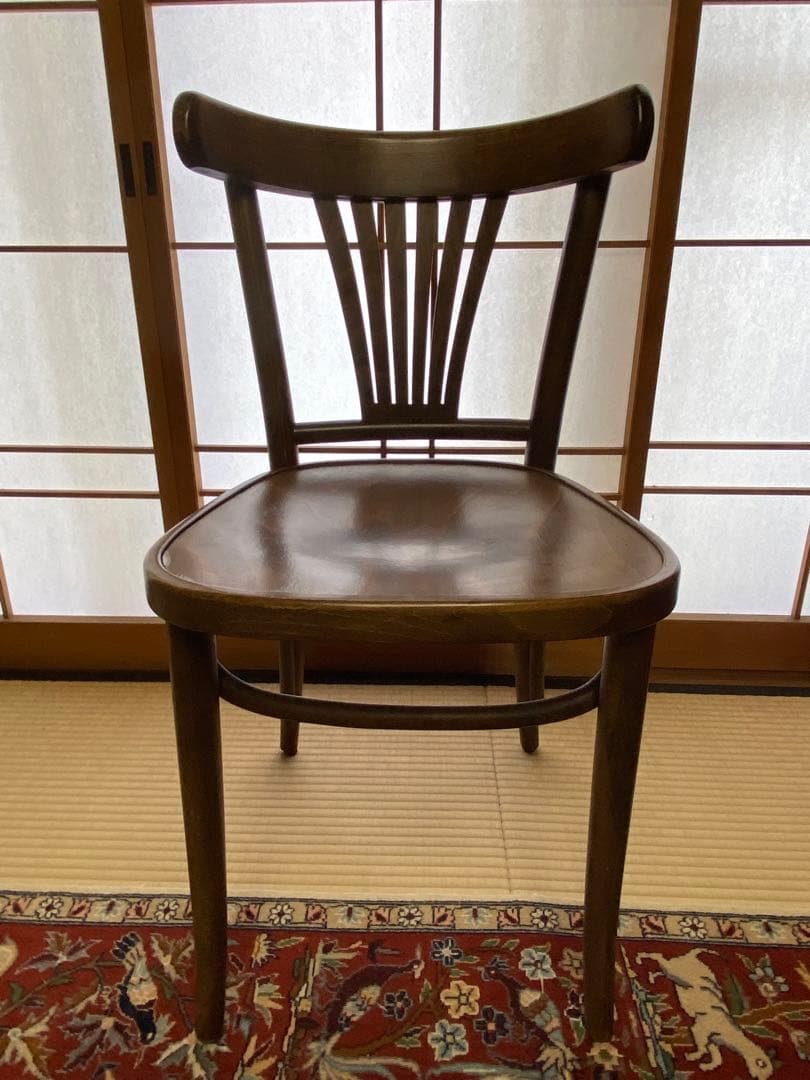 ブラウン 木製 スラットバックチェア(A) フランスベッド製