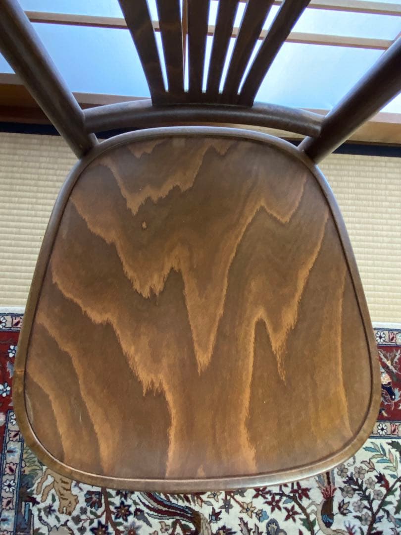 ブラウン 木製 スラットバックチェア(A) フランスベッド製