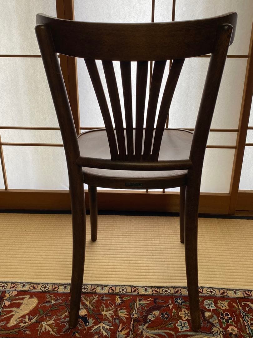 ブラウン 木製 スラットバックチェア(A) フランスベッド製