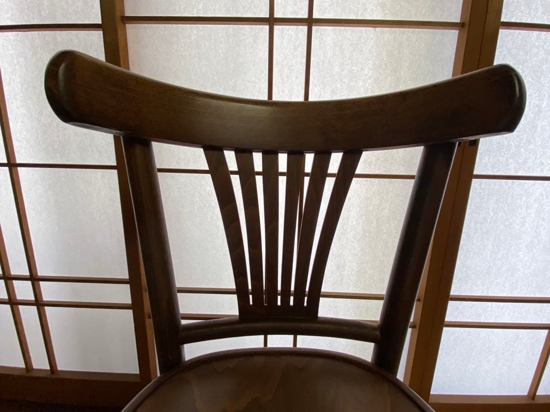 ブラウン 木製 スラットバックチェア(A) フランスベッド製