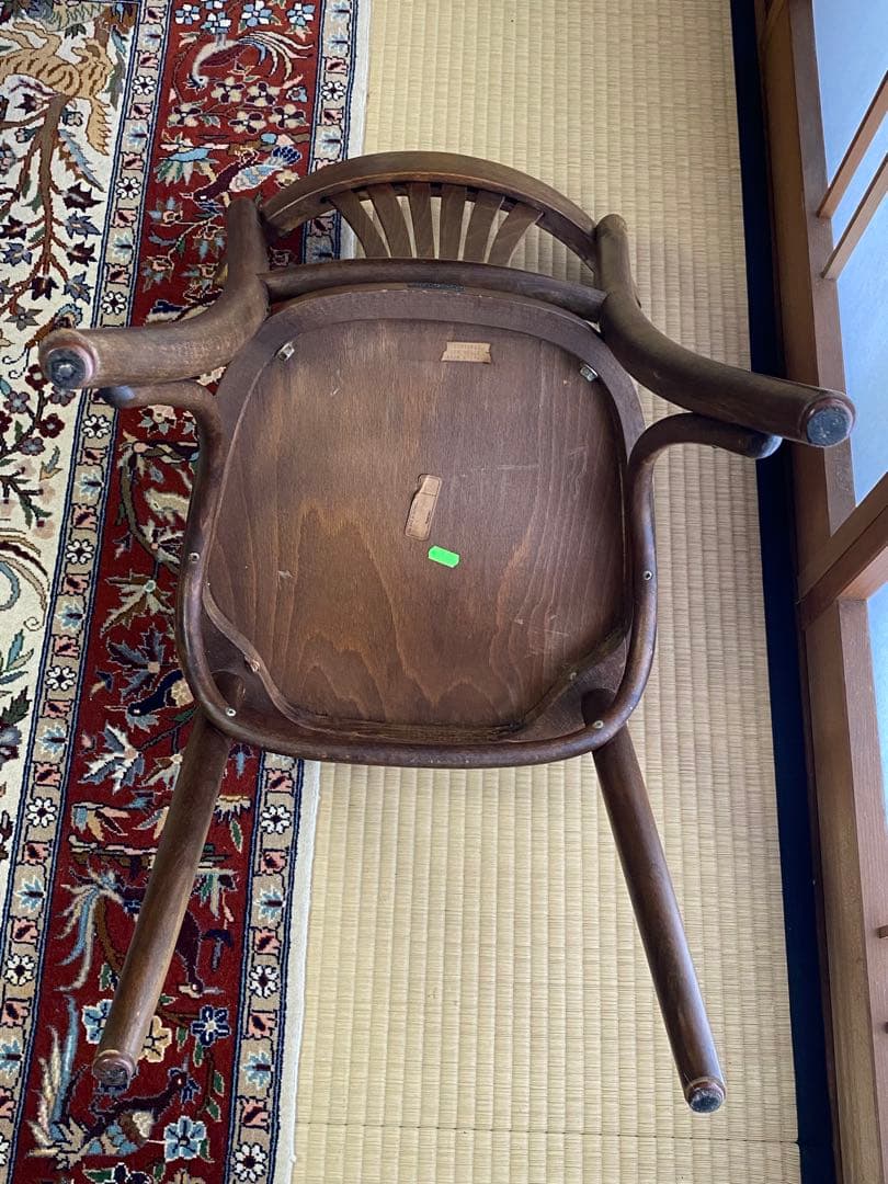 ブラウン 木製 スラットバックチェア(A) フランスベッド製