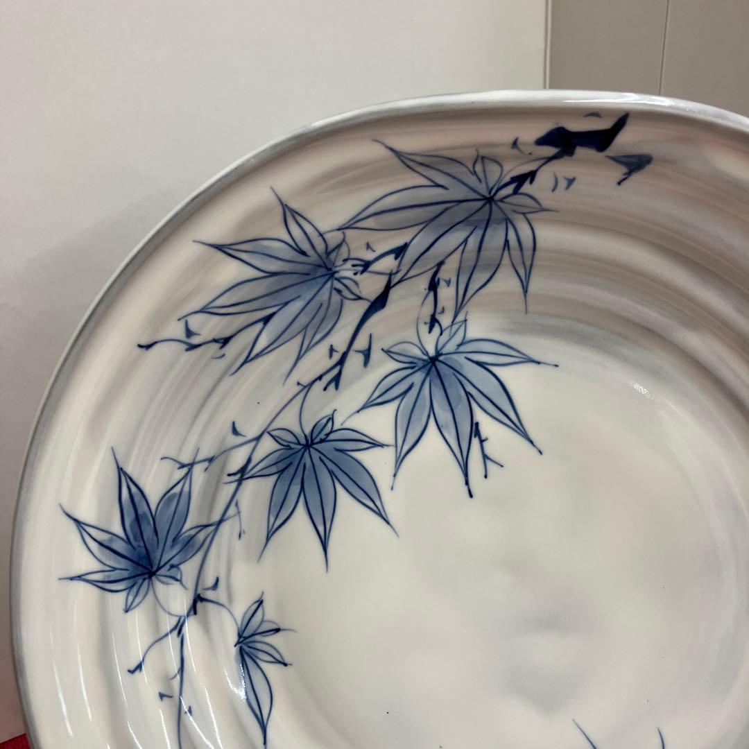 清水焼染め付け紅葉七寸鉢