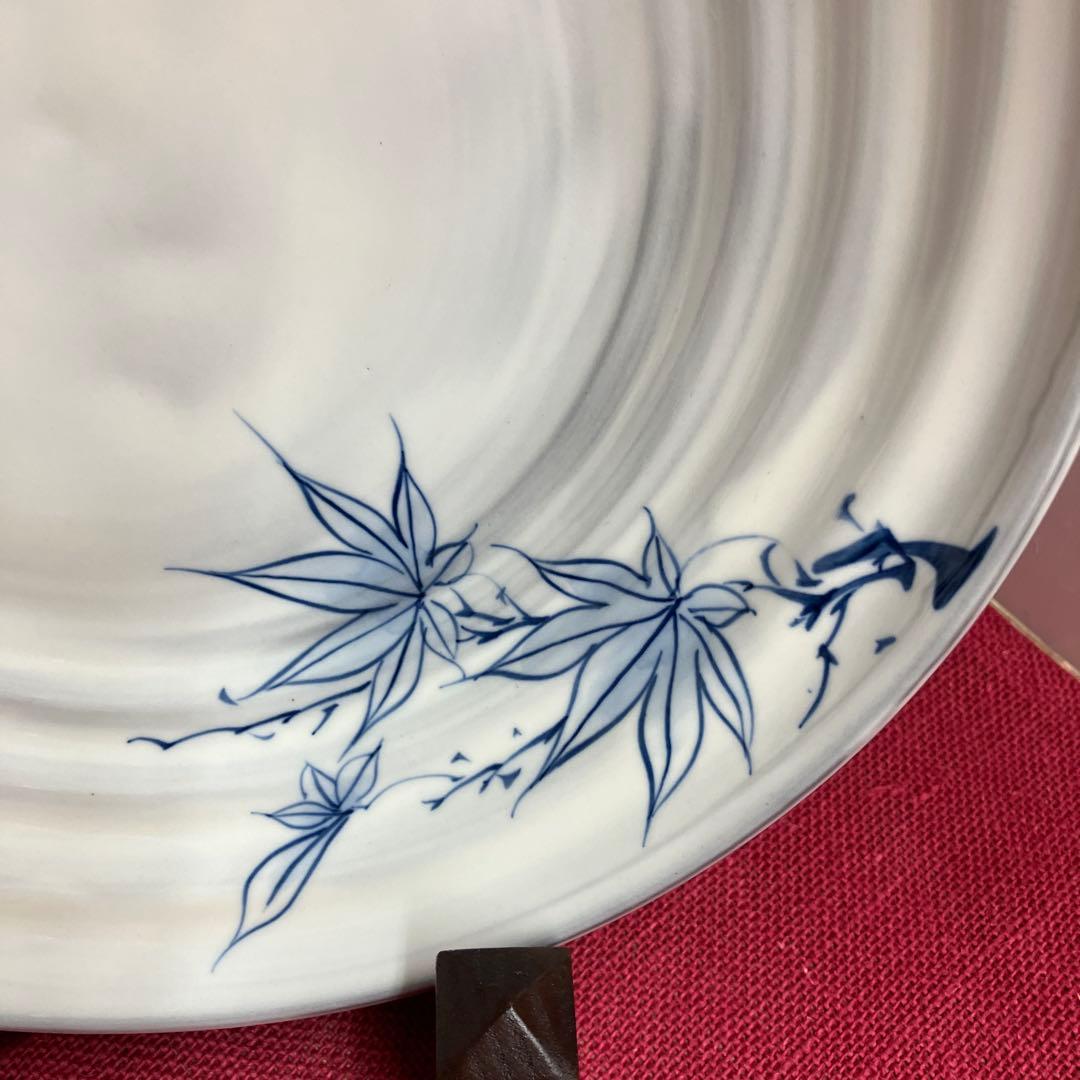 清水焼染め付け紅葉七寸鉢