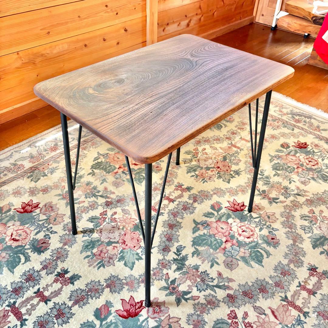 欅　古材　ケヤキ　アイアン脚 テーブル　サイドテーブル　リノベーション　送料込み