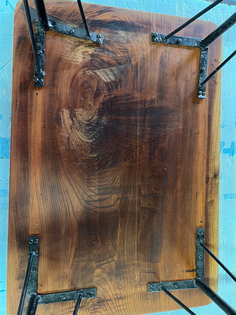欅　古材　ケヤキ　アイアン脚 テーブル　サイドテーブル　リノベーション　送料込み