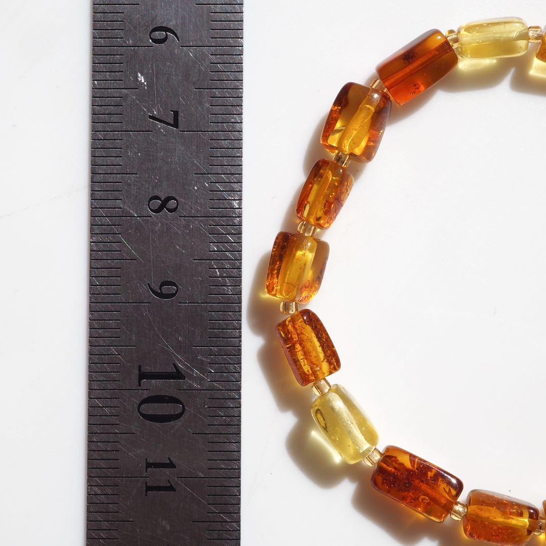 【❄︎ミント❄︎】天然琥珀バルティックアンバーのゴムブレスレット