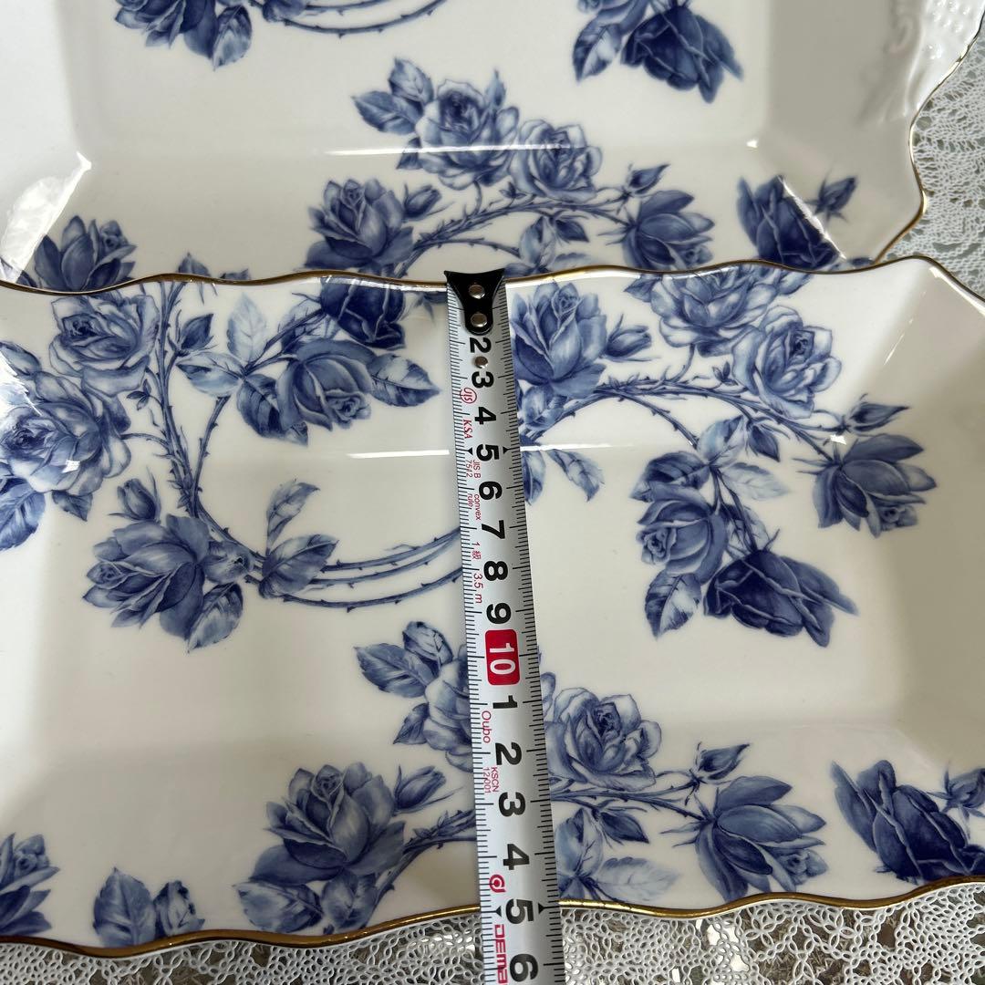 エインズレイ　エリザベスローズ ブルー サンドイッチトレイ2枚セット