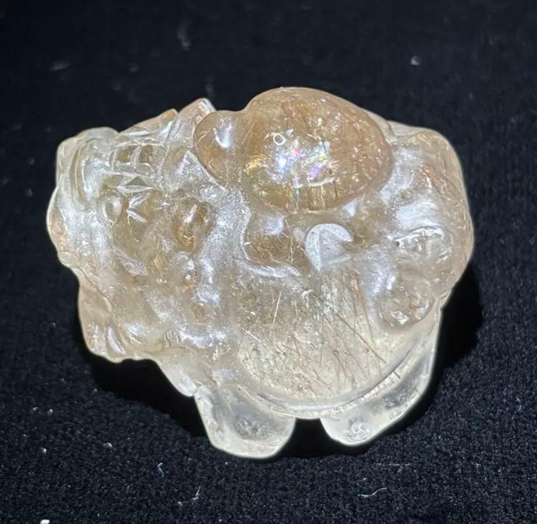 【金・財運アップ】虹入！レッドルチルロングイ⭐️背中に亀R202