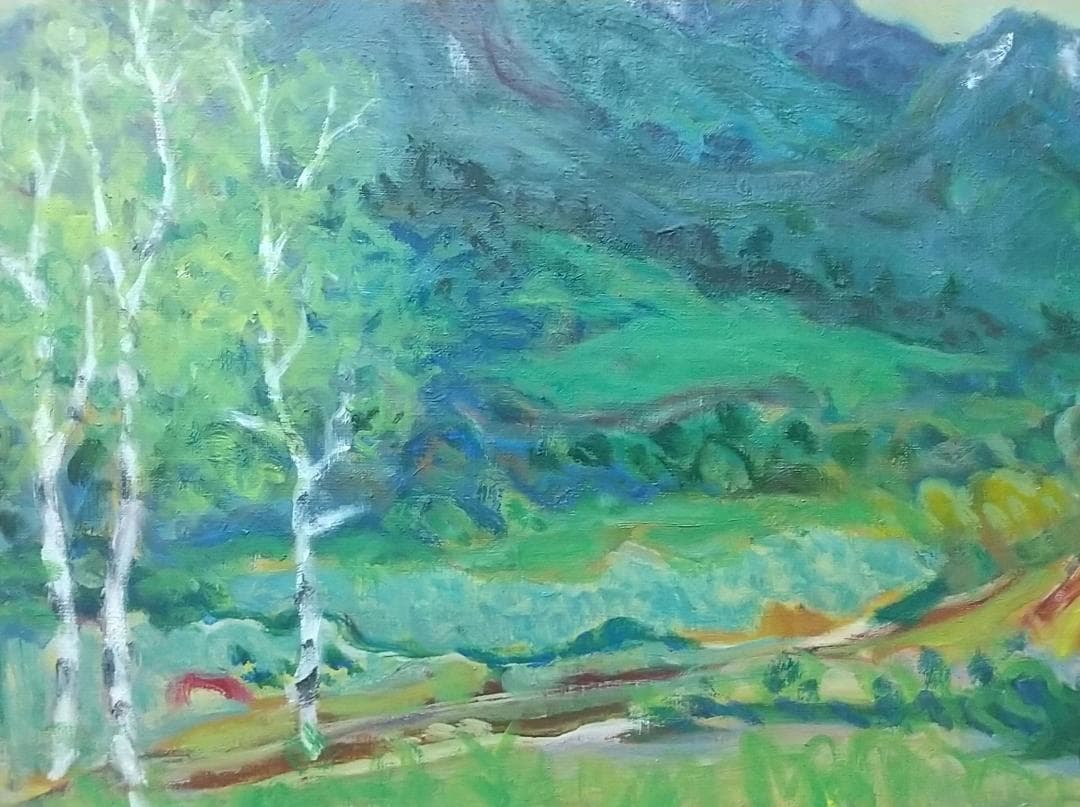 油彩画 「妙高残雪の頃」F8 油絵 絵画 風景画 アート 妙高山 - メルカリ