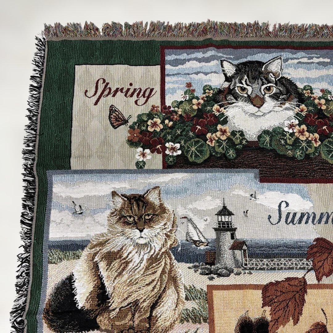 四季 猫 マルチカバー ソファカバー ヴィンテージラグ 171x118 - メルカリ