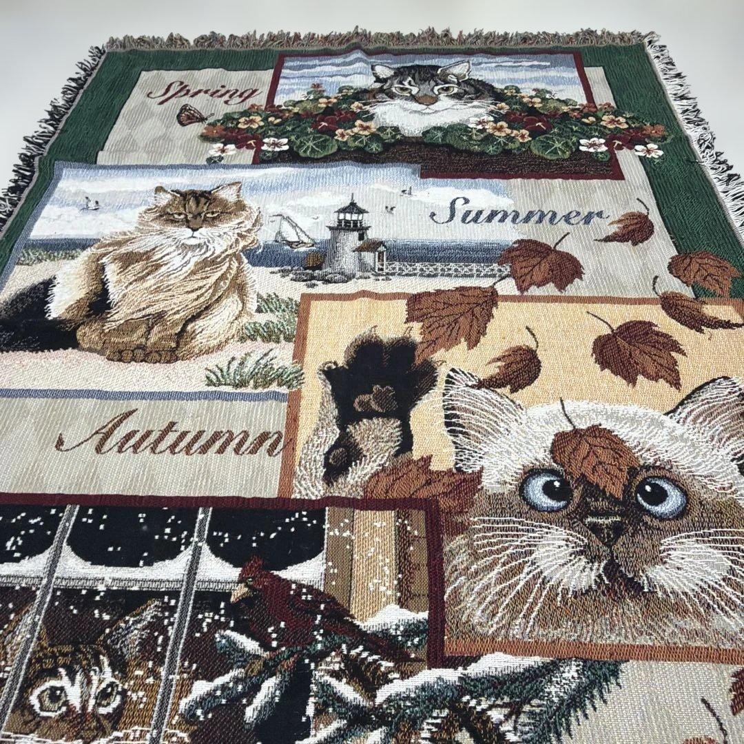 四季 猫 マルチカバー ソファカバー ヴィンテージラグ 171x118 - メルカリ