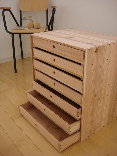 ★サイズ変更可能★A3丸穴7段小引き出し/無垢材★木製書類ケース オーダー可能