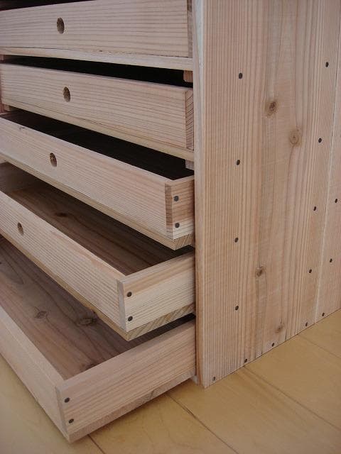 ★サイズ変更可能★A3丸穴7段小引き出し/無垢材★木製書類ケース オーダー可能