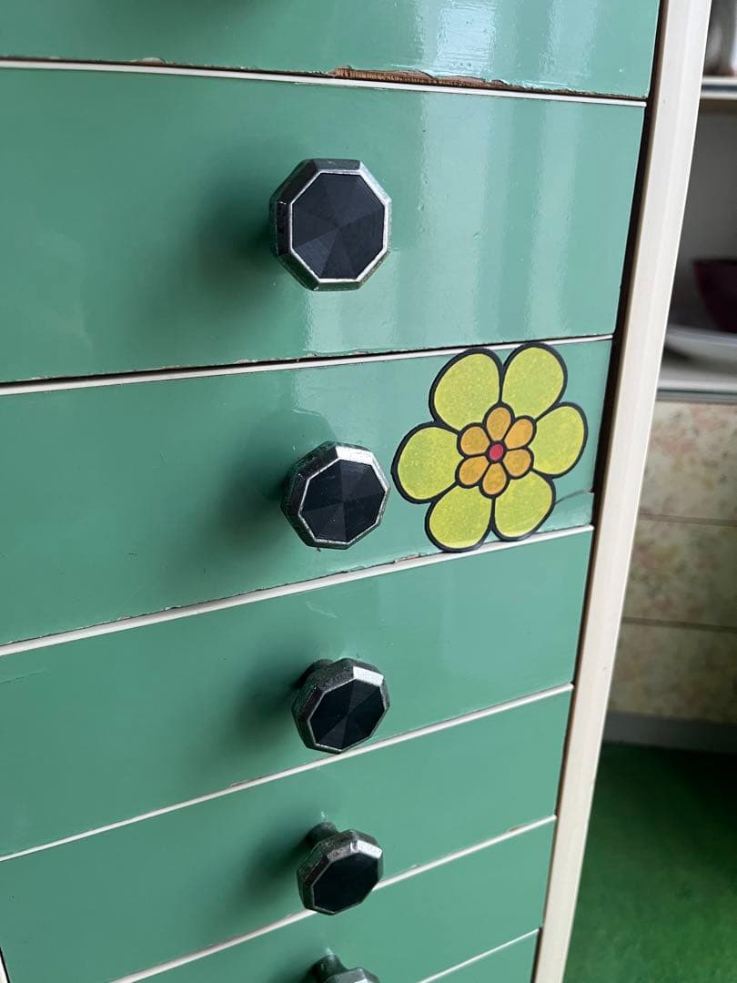 縦型 チェスト グリーン インテリア 引き出し 昭和レトロ 当時物 レトロポップ