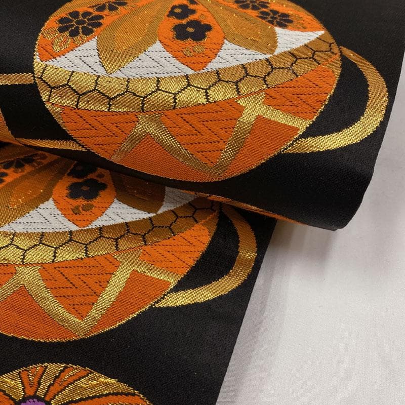 411ag71◎七五三 7歳 全通袋帯 ハーフ成人式 鞠 金黒◎未使用品