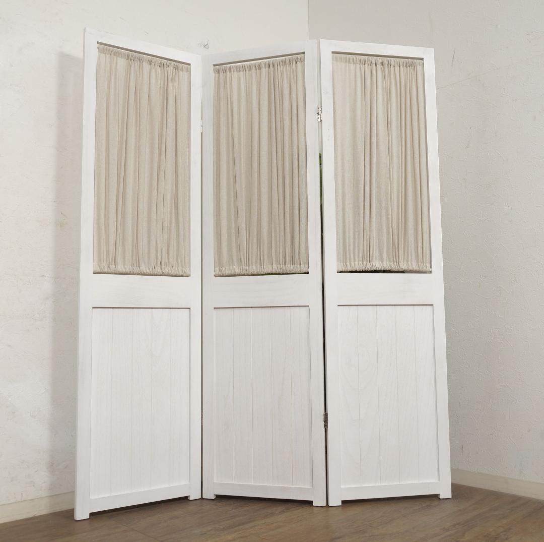 シャビーウッドファニチャー 3連　パーテーション　間仕切り　衝立