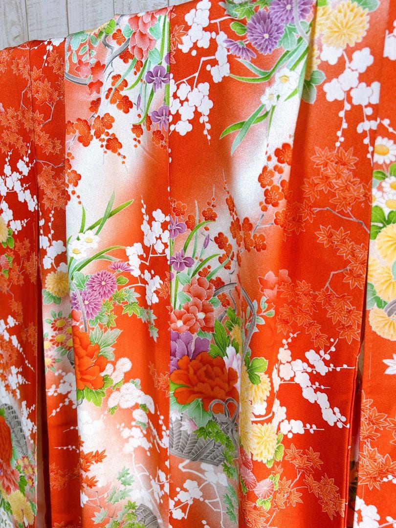 王道!!赤系♡七五三　7歳　女の子　フルセット　一式　花柄　総柄