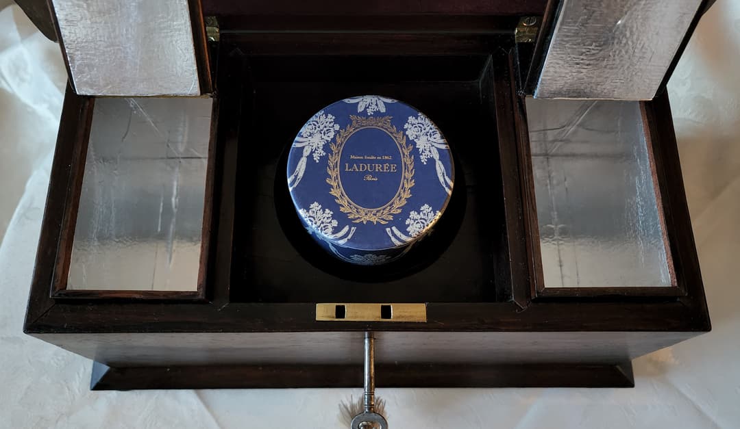 追加画像 ジョージ4世 希少 鍵付き アンティーク ティーキャ