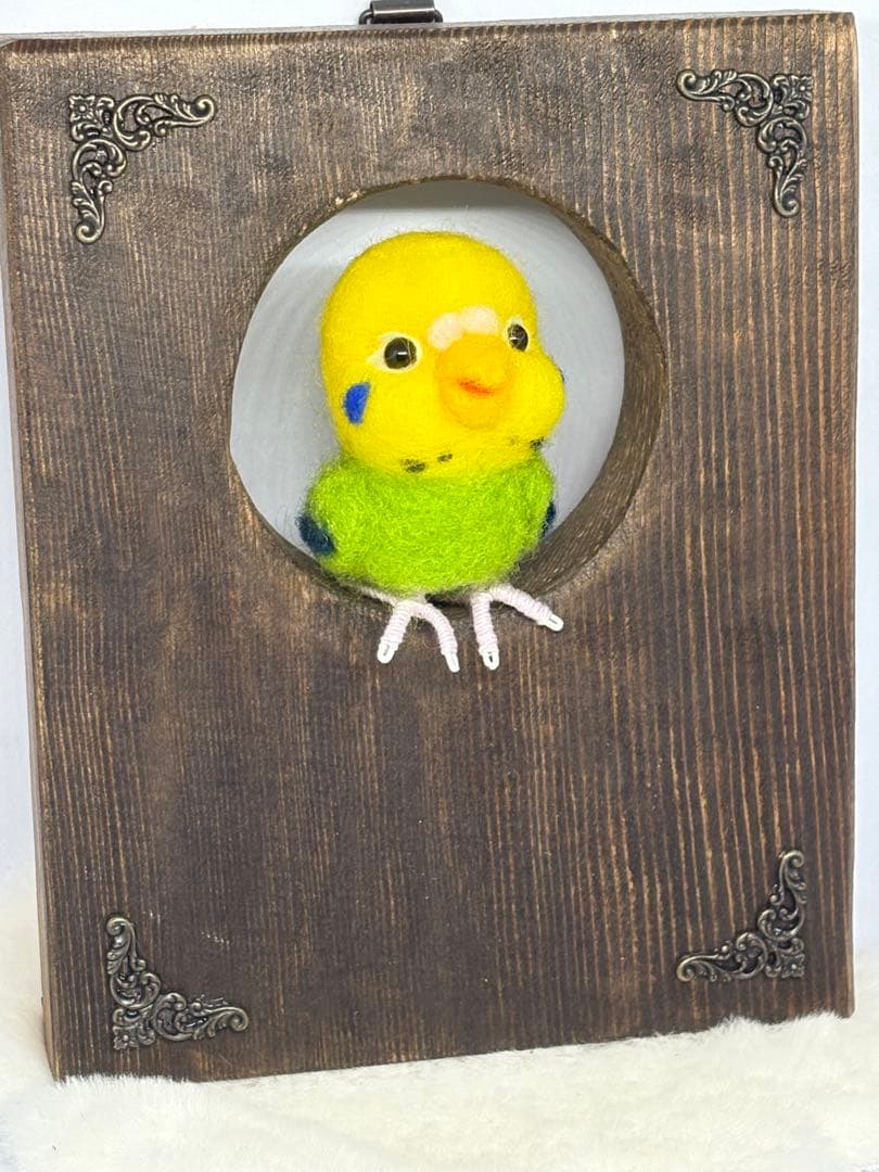 ハンドメイド　羊毛フェルト　ウォール飾りセキセイインコ