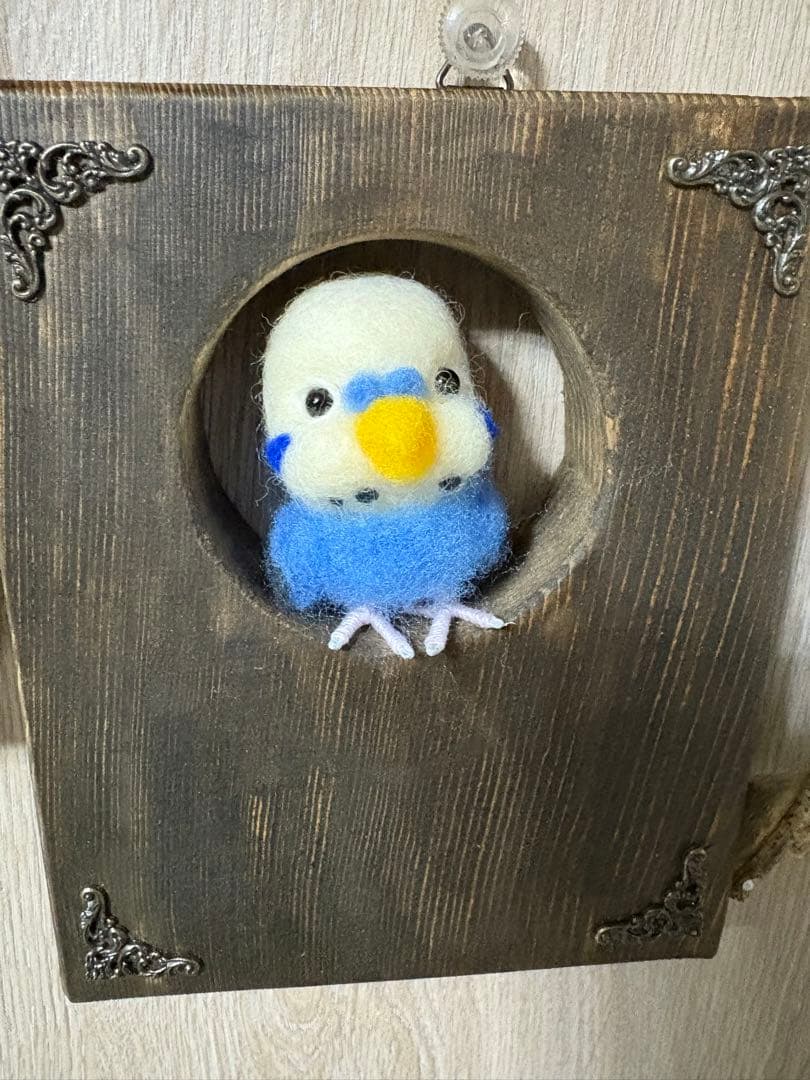 ハンドメイド　羊毛フェルト　ウォール飾りセキセイインコ