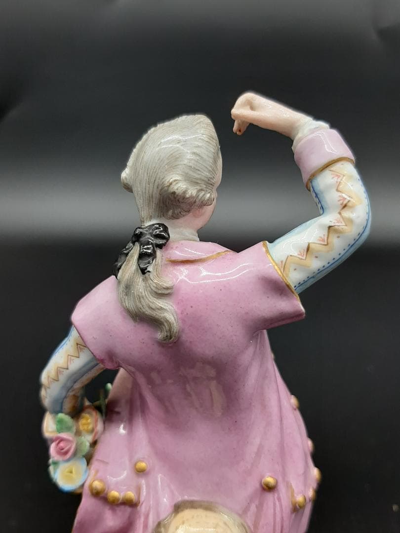 美品古マイセン／アシエ1768年『花摘みの男』大型フィギュリン美品1級