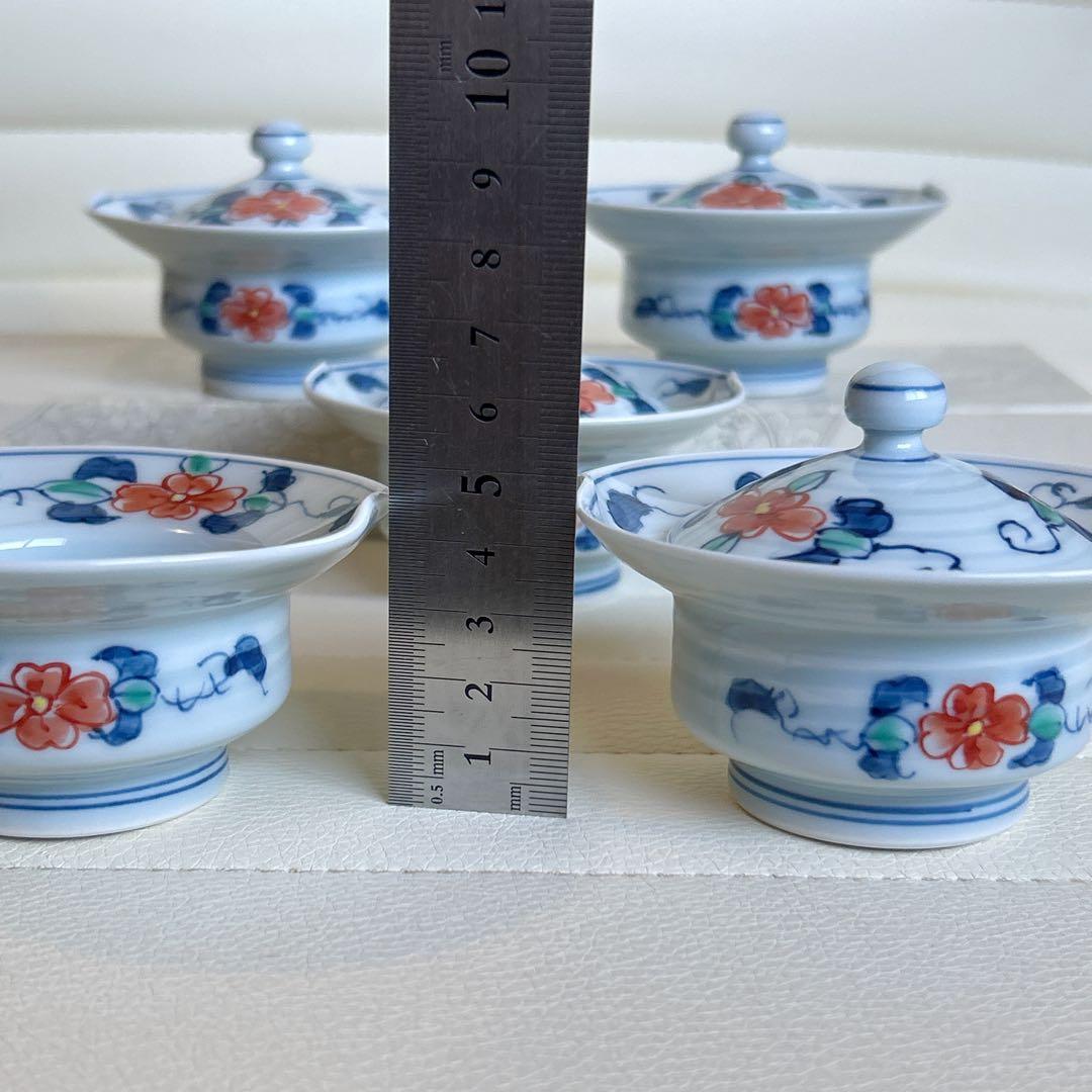 陶器有田焼赤絵染付手描き蓋物華山窯萬右衛門華山サインあり