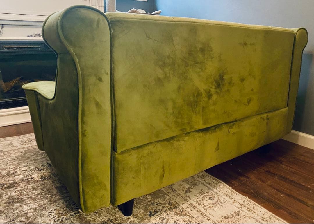 【送料込】アンティーク調 2人掛けソファ 2WAY仕様・オリーブグリーン