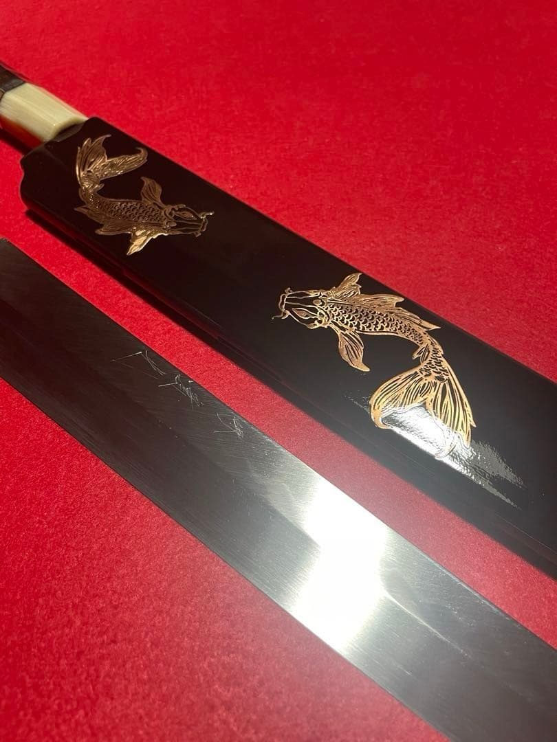 實光刃物　本焼　先丸蛸引　尺　JIKKO kitchen knife