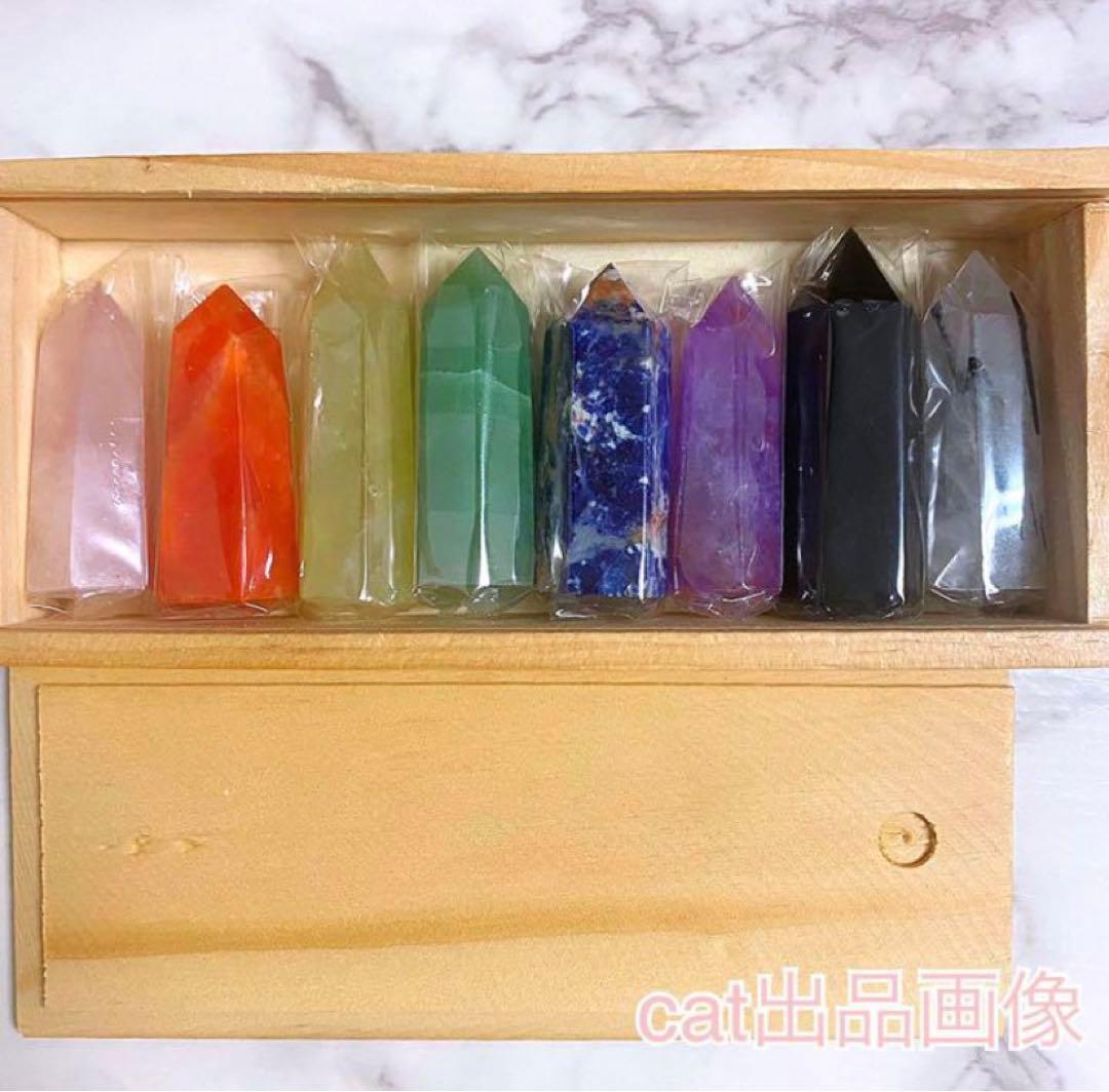 天然石 パワーストーン 六角柱 ポイント タワー 24本セット アメジスト水晶