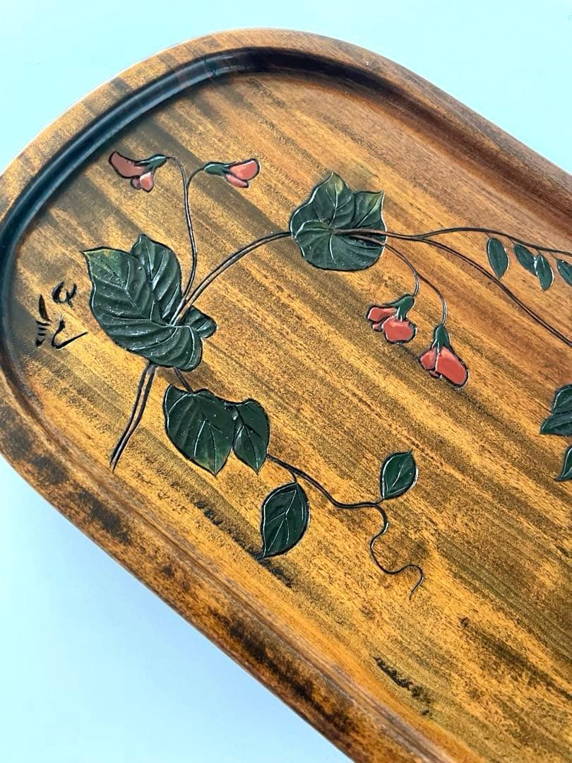 《草木彫》川添日記 えんどうの図 小判皿 百年うつわ 神様からの贈りもの