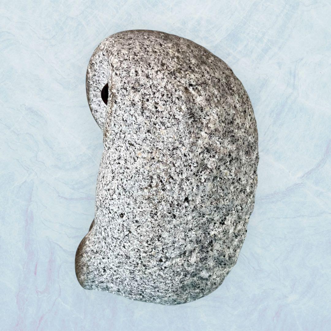 【希少】フクロウ 石彫 大小2点セット 野本昌広 ふくろう 梟 置物 オブジェ