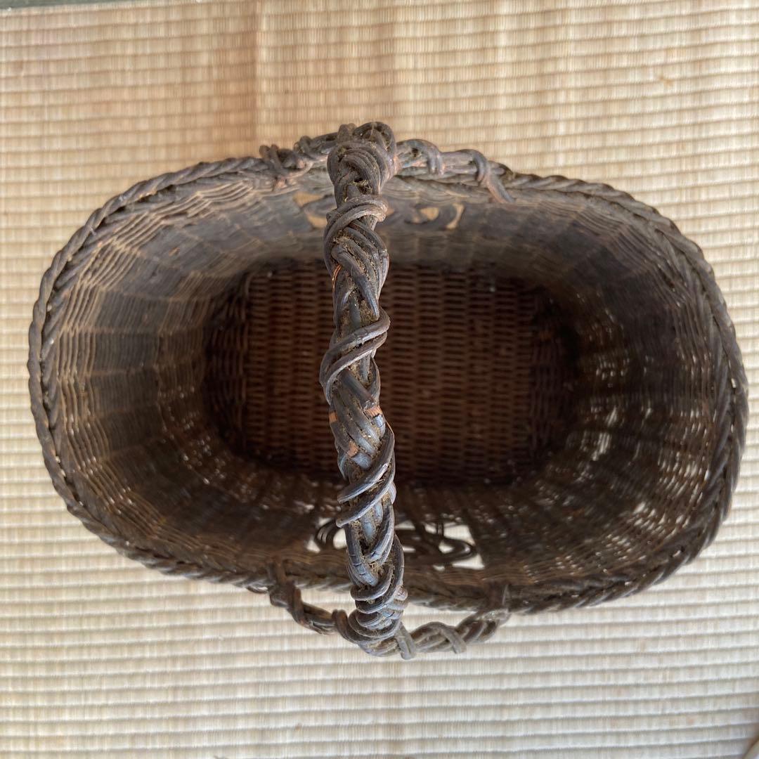 あけび　編みかごバッグ　編み籠　模様編み　ワンハンドル　かごバッグ