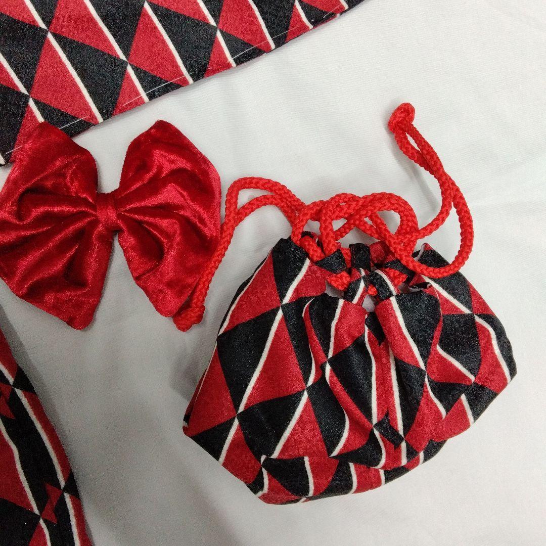 七五三♡着物　フルセット　モダン　黒　赤　3歳　皮布着　♯3693