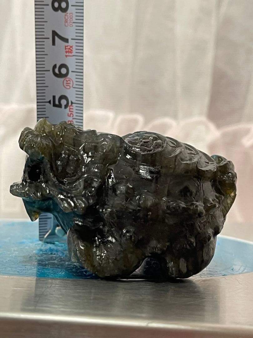 綺麗　天然石 フローライト ライオン 龍亀