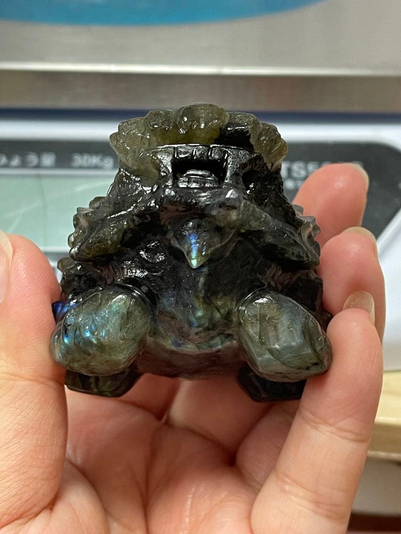 綺麗　天然石 フローライト ライオン 龍亀