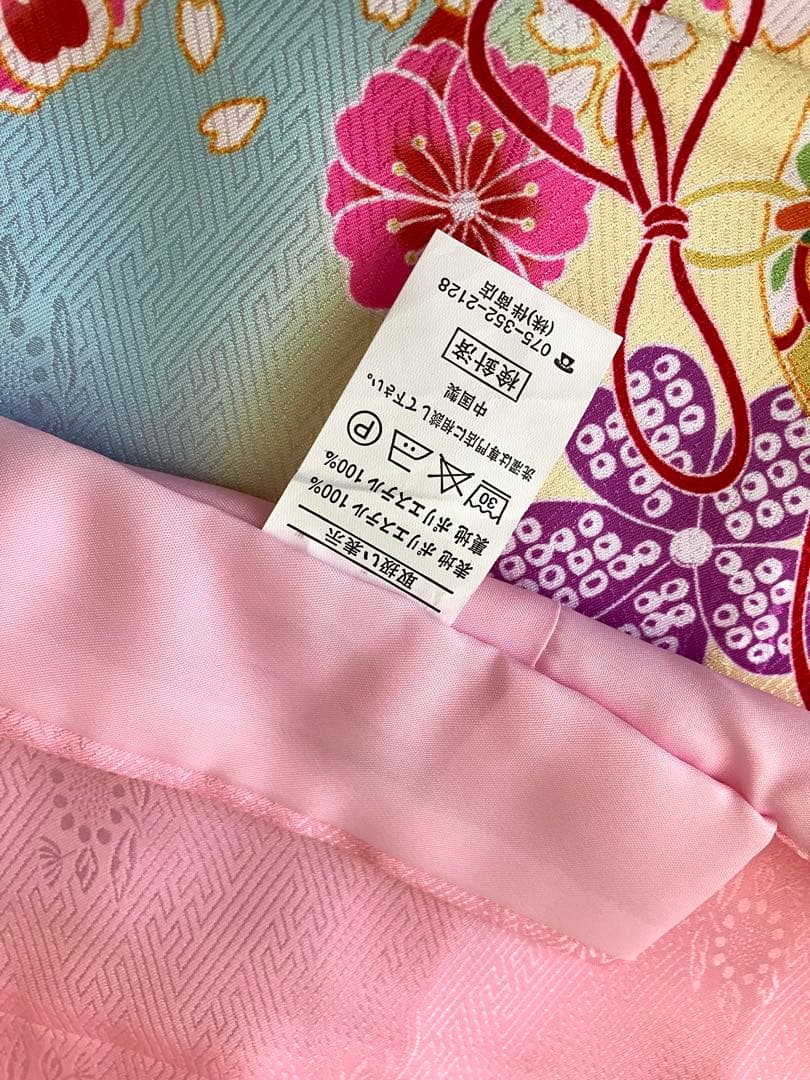 美品！７歳着物 ピンク 水色 花柄