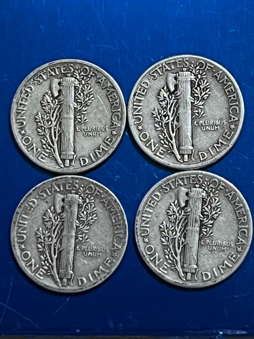 銀貨マーキュリー・ダイム 4枚セット Mercury dime silver