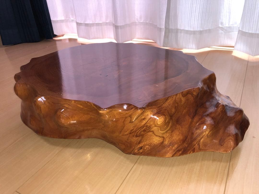 HTHTDCND 一枚板　テーブル　玉杢　切り株　花台