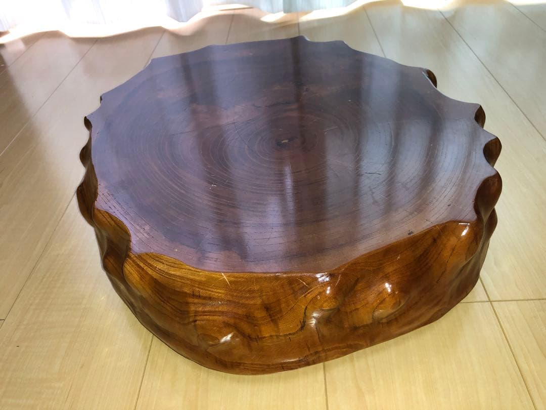 HTHTDCND 一枚板　テーブル　玉杢　切り株　花台