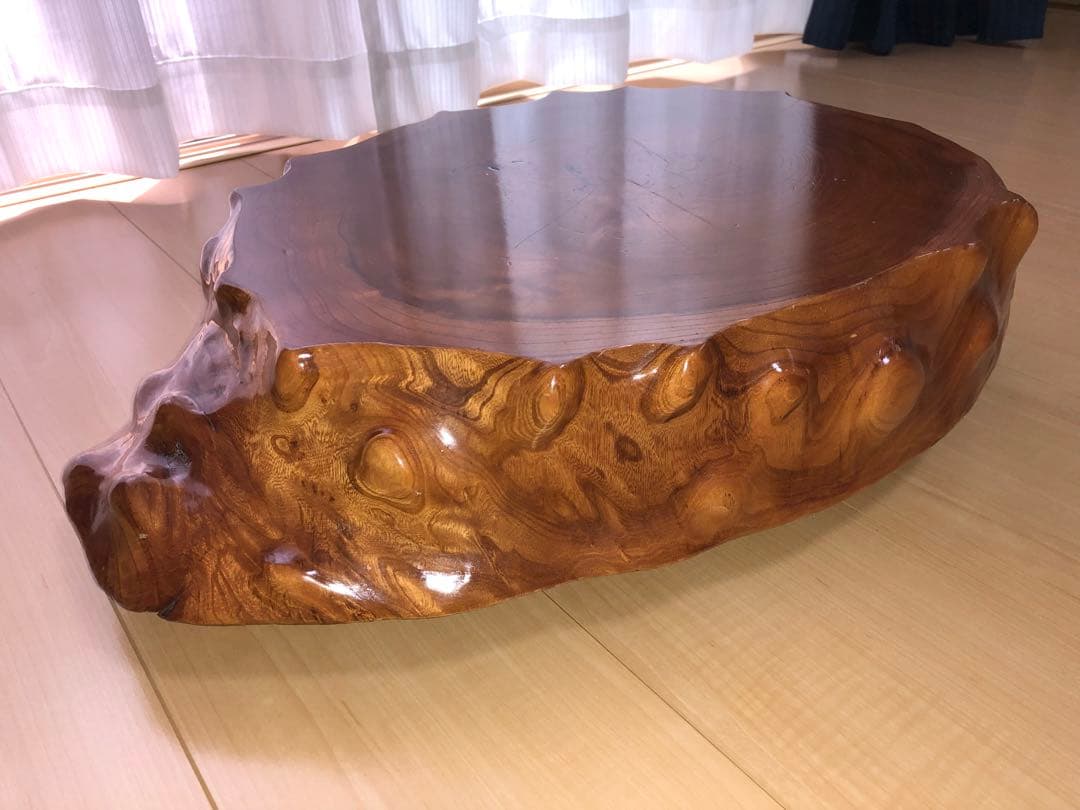 HTHTDCND 一枚板　テーブル　玉杢　切り株　花台