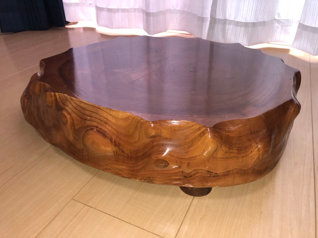 HTHTDCND 一枚板　テーブル　玉杢　切り株　花台