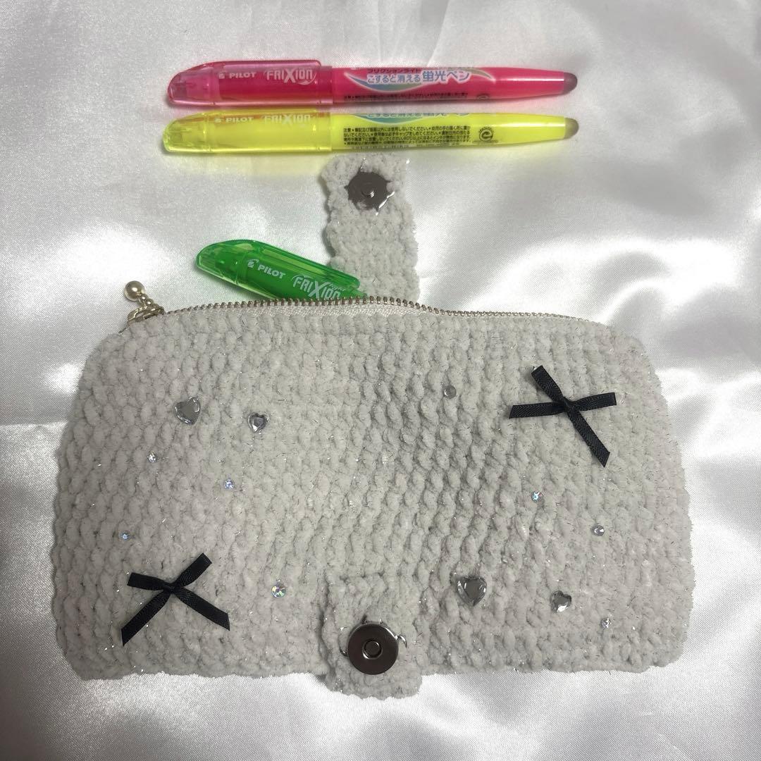リボンペンケース プリンセスモール ホワイト 編み物 かぎ針編み