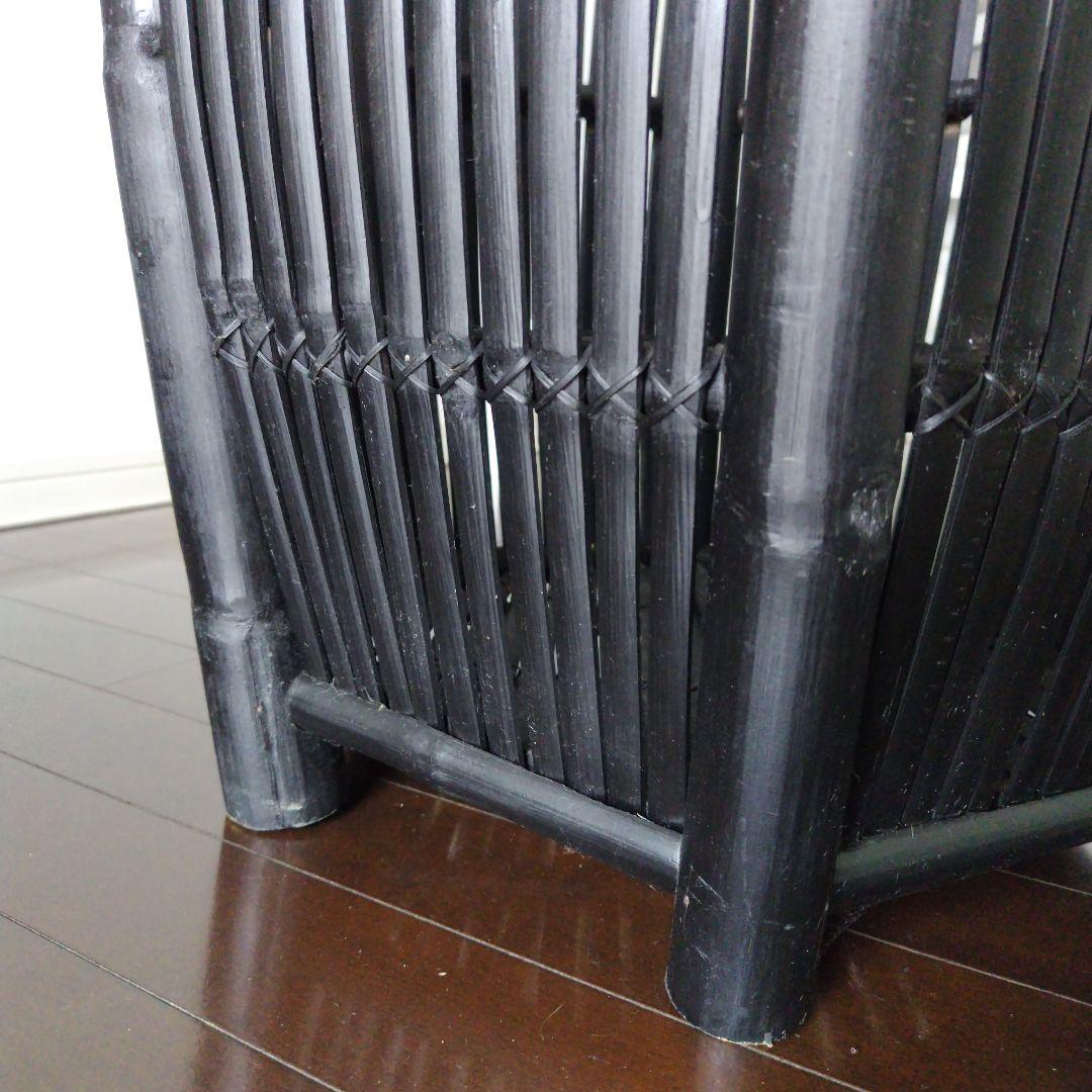 ヴィンテージ 特大バンブー 鉢カバー 六角形 ブラック