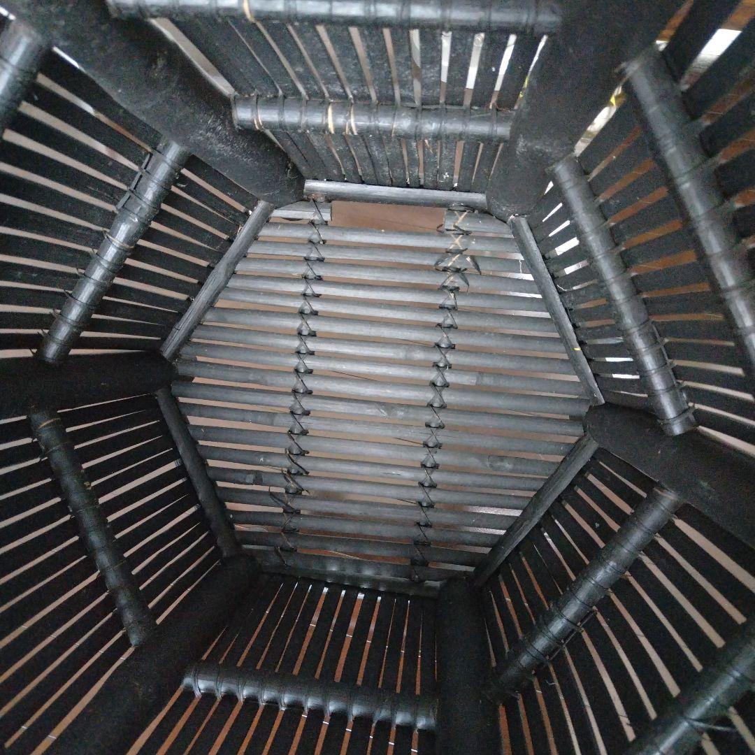 ヴィンテージ 特大バンブー 鉢カバー 六角形 ブラック