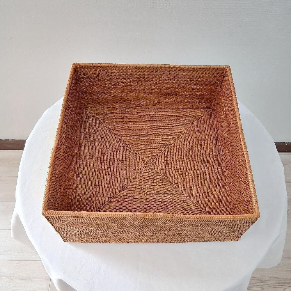 アウトレット アタ製 バスケット 34cm×34cm 収納 正方形 大型