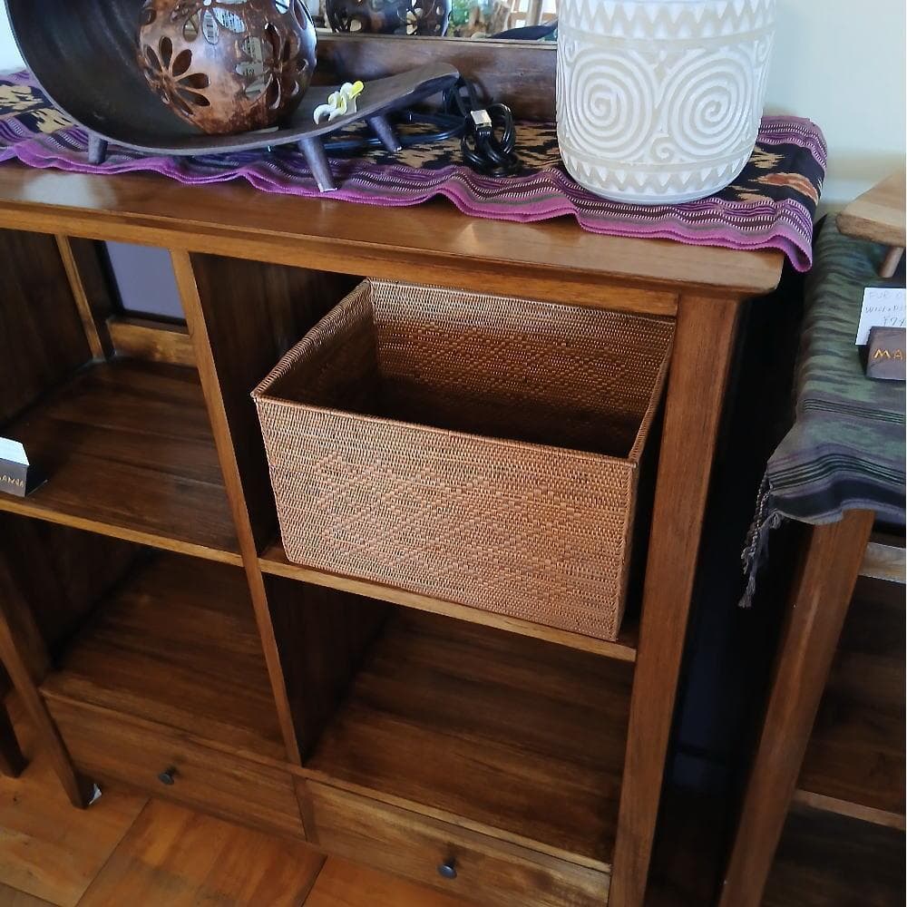 アウトレット アタ製 バスケット 34cm×34cm 収納 正方形 大型